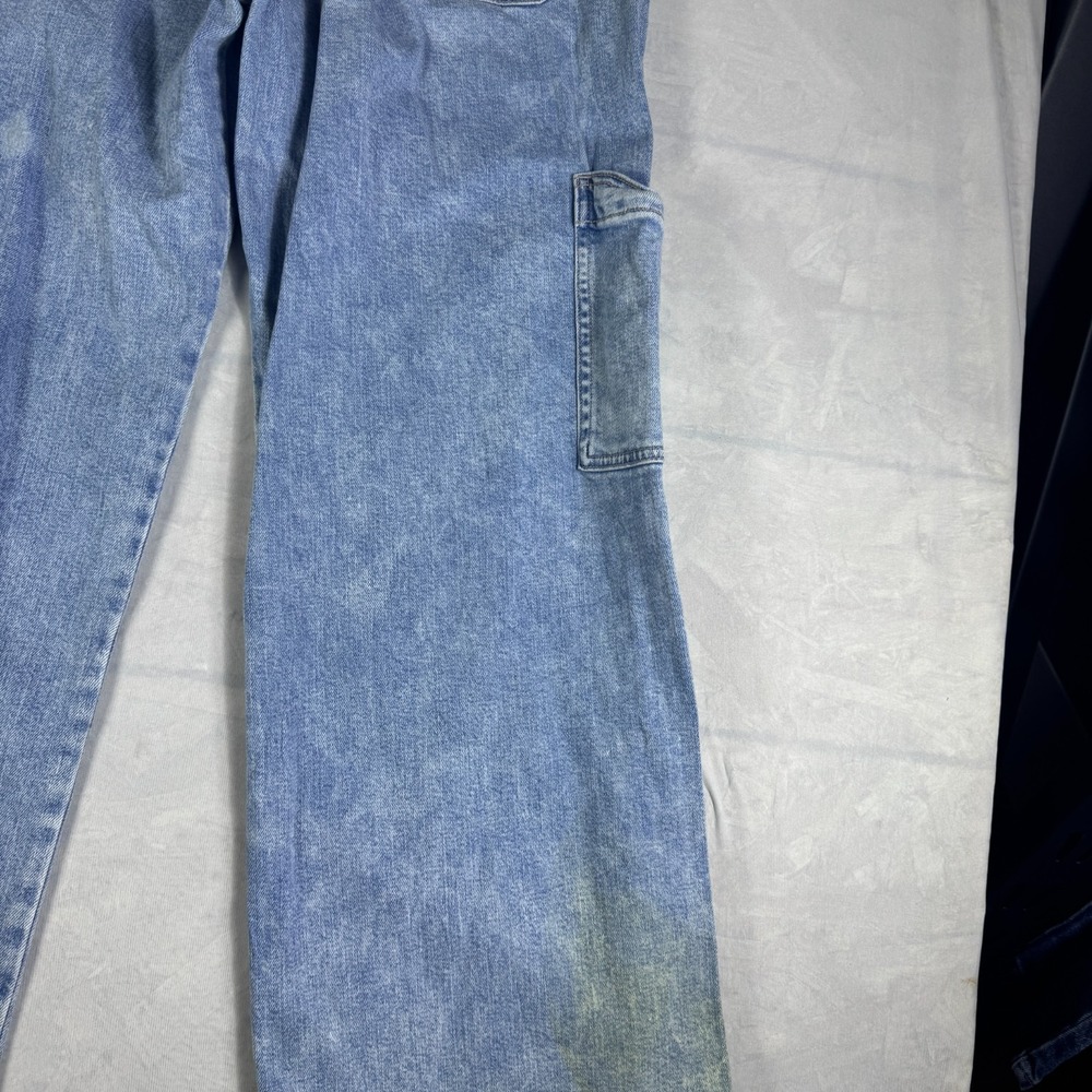 American Eagle Womens Baggy Wide-Leg Cargo Jeans Blue‎ Denim Stretch 8 Regular - Picture 8 of 16